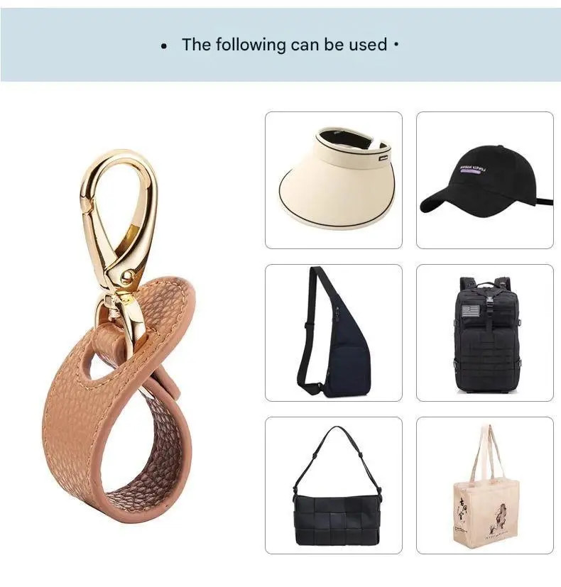 2-Pack Small PU Leather Hat Holder - Portable Gift for Students, Hands-Free Multi-Pack Clip, Fits Most Backpacks, Hangs Hats Sunglasses Car Keys Without Indentation (Brown, Black)