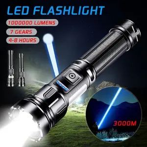 Outdoor Led Flashlight Zoom Powerful Torch Type-C Rechargeable Waterproof 7 Lighting Mode Super Bright Handheld Emergency Flash Light