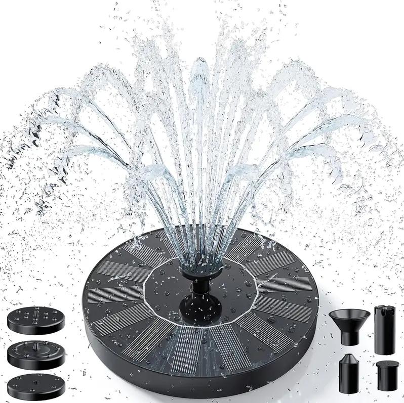 Solar Fountain, Solar Powered Bird Bath Fountain Pump，1.5W Solar Panel Kit Water Pump, Outdoor Watering Submersible Pump for Pond, Pool, Garden, Fish Tank