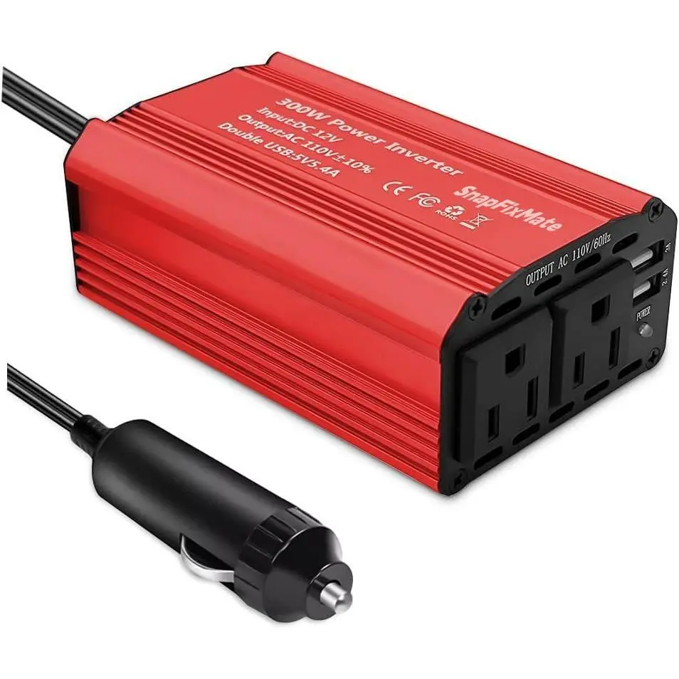 GJANSH 300W Car Power Inverter DC 12V to 110V AC Voltage Converter Car Charger Power Adapter with 3.1A Dual USB Charging Ports, Portable Plug Outlet Car Adapter for Road Trip, Camping, Charging,Valentines Day Gifts Men Easter,fathersdaygift