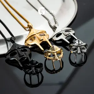 GGRIL Glossy Steel/Golden/Black Stainless Steel Spartan Gladiator Mask Ring Necklace For Men/Teen Boy,，Adjustable Hip-Hop Rap Clothe Matching Party Jewelry, Durable Fashion Men's Jewelry,Personalized Creative Gift For Him/Boyfirend On Birthday/Daily