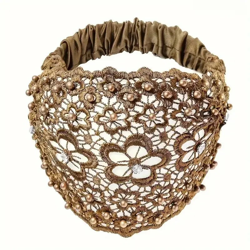 Women's 6PCS Vintage Boho Wide Headbands Set, Beaded Lace Floral Hair Accessories with Beaded Embroidered, Colorful Charm, Sequined Beaded, Shining Designs, Beaded Embroidered Headbands, Colorful Charm Headbands