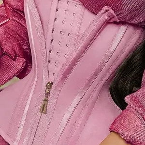 Pink Women's Latex Waist Trainer with Zipper Closure - Tummy Control Shapewear for Timer Figure, Body Shaping, and Workout Support Fabric Slimming