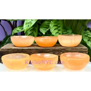 12PCs large Natural Peach Selenite aka Satin Spar Bowl ~8cm