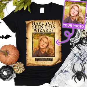 Custom Photo Halloween Shirt, Personalized Have You Seen This Wizard Shirt, Funny Spooky Season Bootleg Tee, Cute Witch Halloween