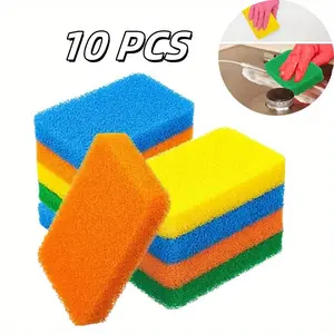 10 Pieces Silicone Dish Sponge Silicone Scrubber Reusable Kitchen Scrubbing Cleaning Sponge Soft Dish Scrubber for Fruit Vegetable(Square Sponge)