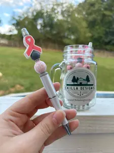 Awareness Grey Bead Pen