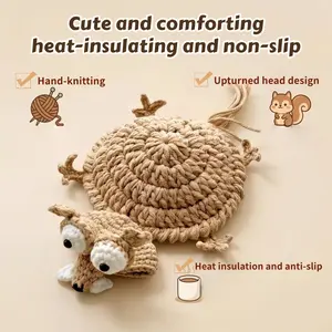 Cute Handmade Animal Cup Mat, Novel Knitted Cup Pad, Desktop Decor, Home Decoration Accessory, Perfect for Coffee Lovers and Animal Enthusiasts
