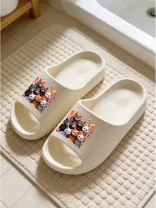 Cute Cat Flower Print Eva Sandals, Soft and Cozy Cloud Design, Perfect for Home Use, All-Season Comfortable Slippers