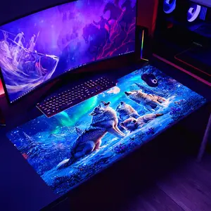 Wolf Pack Pattern Mouse Pad, 1 Count UV Reactive Thickened Gaming Mouse Pad, Washable Non-slip Rubber Mouse Pad for Gaming, Office, Home