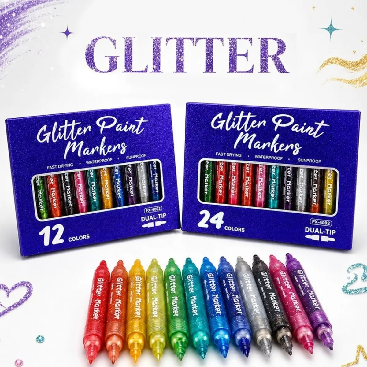 Galaxy Glitter Highlighter Pen Set, Shimmer Sparkle Markers for Handmade Greeting Cards, DIY Journal, Graffiti & Art Painting - Perfect for Kids & Adults