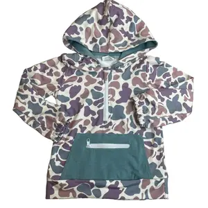Boy CamoHoodies Shirt Hunting Clothing  Half Zip  Camo hoodie