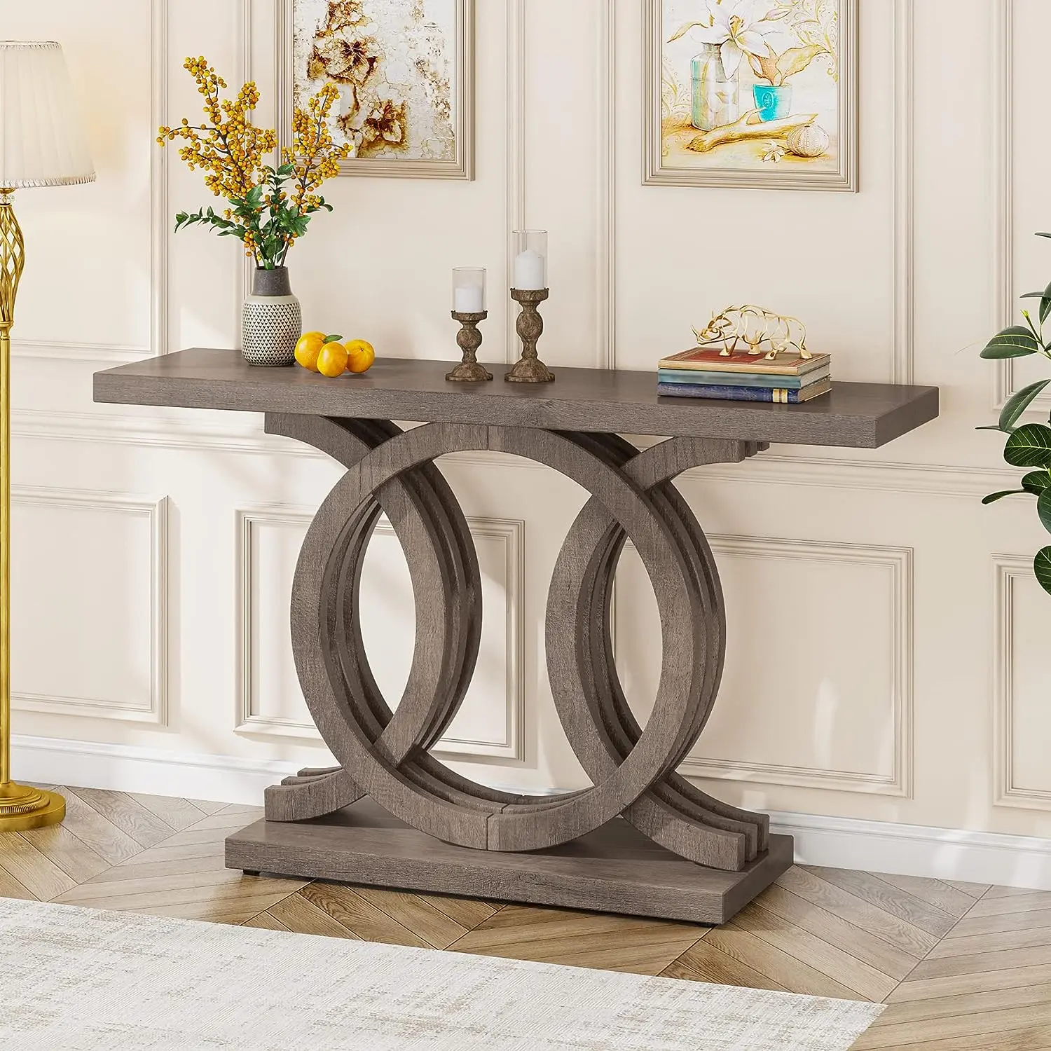 Tribesigns 55" Console Table - Elegant Wooden Base - Versatile Usage - Reinforced Tabletop
