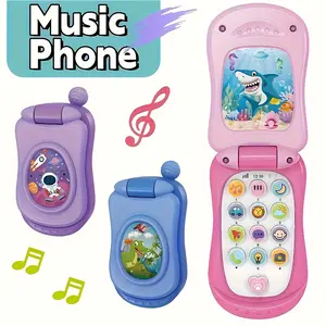 Fun Cartoon Music Flip Phone Toy, Rotating Multifunctional Light and Sound Toy with Large Flip Phone Design, Available in 3 Colors!Boys and Girls Will Love This Christmas Gift, New Year'S Present - Three Color Options
