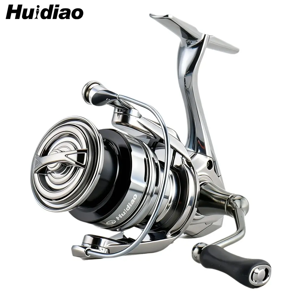 Huidiao YP Zero Play Spinning Reel 5+1 Shielded Stainless steel Bearing for Smooth Casting Lure Fishing Reel 2500/3000 Series 5.2:1 Gear Ratio CNC Metal Spool/Screw-in Handle for Freshwater & Saltwater Fishing Tools
