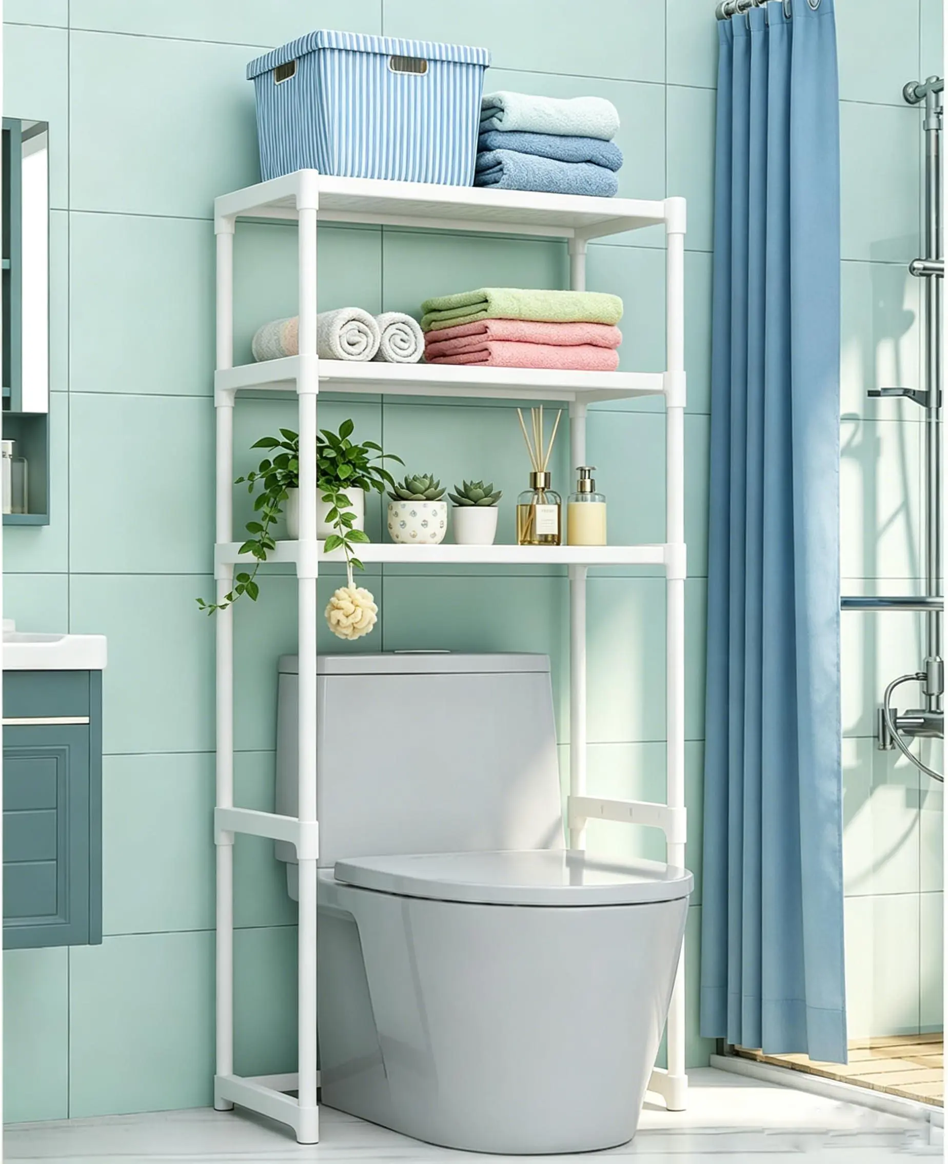 Gaomon 3-Tier Metal Frame Over-The-Toilet Freestanding Space-Saving Furniture Shelf, Indoor Bathroom Storage Solution