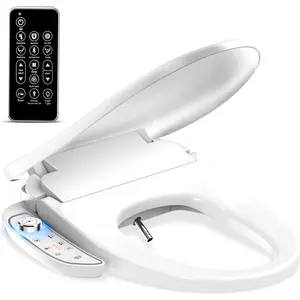 Bidet Toilet Seat - Heated & Elongated Design with Warm Water Wash,  Remote, and Self-Cleaning Nozzle | Includes Soft-Closing Lid, LED Nightlight & Air Dryer