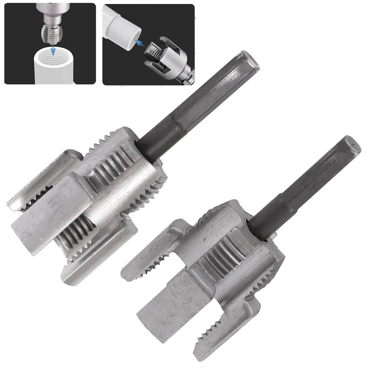 Dazone PVC Pipe Threader Kit 1/2" 3/4" Dual-Function Internal & External Threading Tool for PPR PVC Plastic Pipes