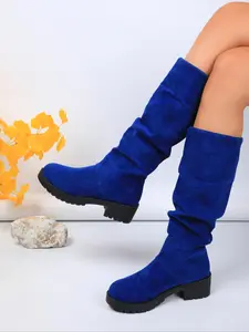 Women's Wrinkle Boots, Multiple Colors Available, Velvet Material, Loose Fit Comfortable Elegant Knee-High Boots, Fall Winter Fashion Long Boots