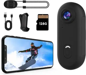 4K Thumb Action Camera, Tiny Size, Mount Anywhere, Small Body Camera with Spring Clip, Portable Vlogging, Hands-Free POV Recording, Helmet Cam for Cycling, Motorcycle (64G-Card, Black)