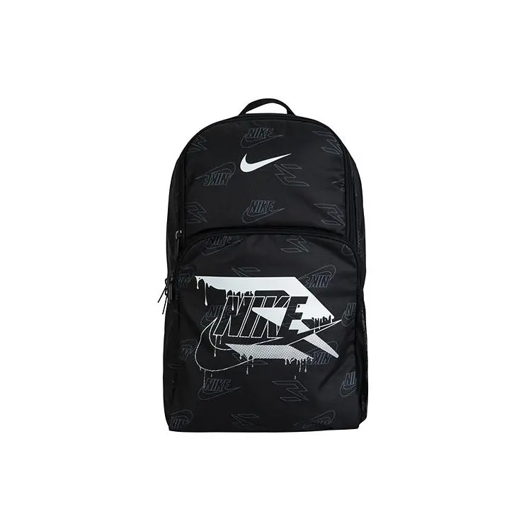 Nike 3Brand Series All-Over Print Multi-Pocket Large Capacity Polyester Backpack for Men, Women, and College Use, Black, Backpack For College