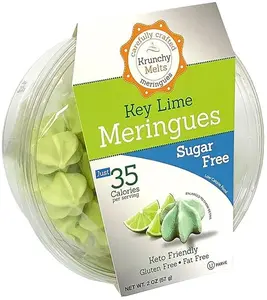 Krunchy Melts Original Sugar Free Meringue Cookies | Sugar Free Key Lime Flavor | Only 35 Calories Per Serving | Fat Free, Gluten Free, Dairy Free | Keto Friendly | Zero Net Carbs (2 Oz)