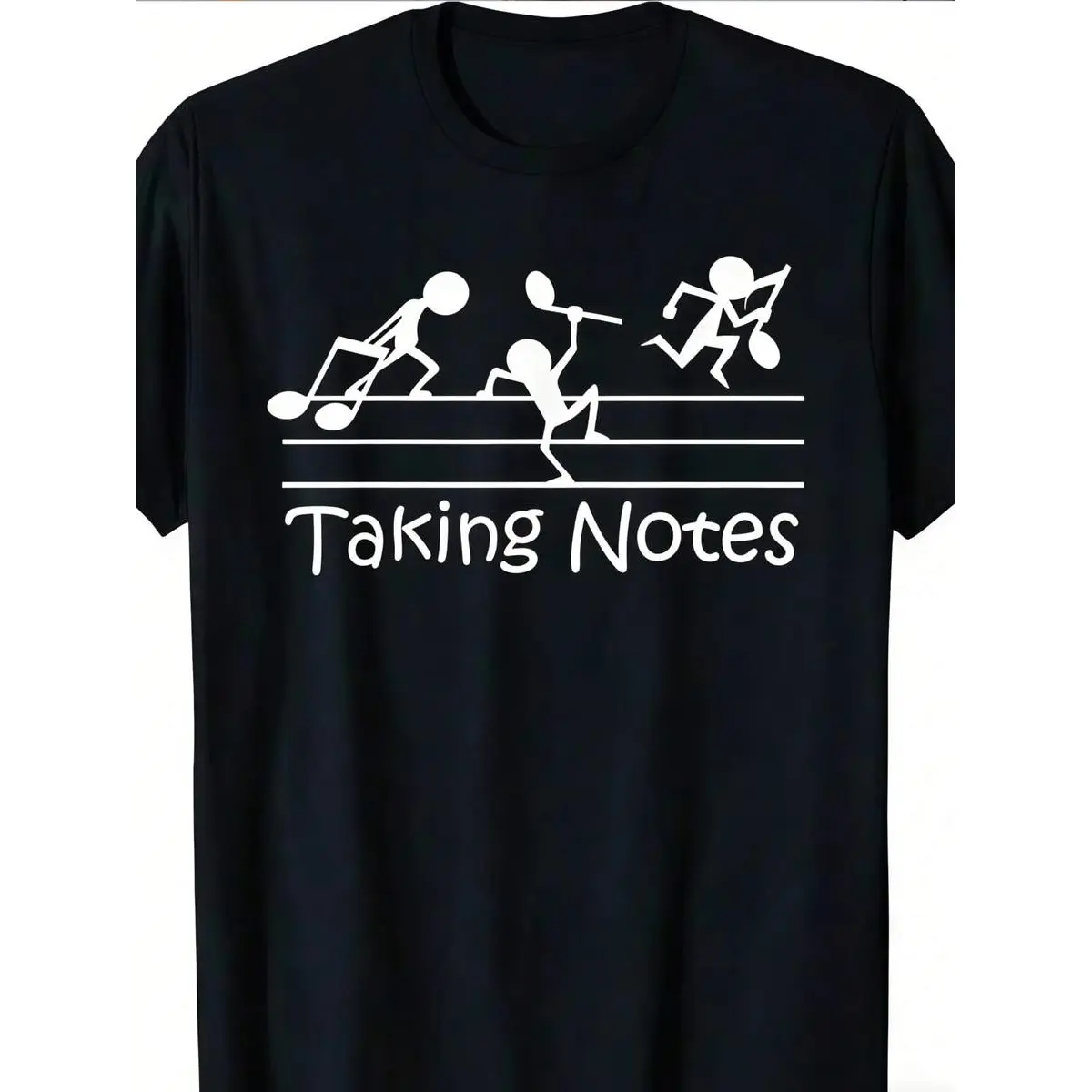 100% Cotton Music Lover's T-Shirt | Vintage "Taking Notes" Design, Short Sleeve, Round Neck, Funny Musical Notes, Perfect For Teachers & Music
