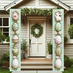 Easter Theme Rabbit Egg Vintage Decoration Set, Indoor Outdoor Daily Holiday Decor, Perfect for Doorway Entrance, Hanging Ornament