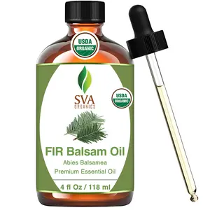 SVA Fir Balsam Essential Oil Organic – 4 Fl Oz – 100% Natural Organic Fir Oil - for Diffuser, Hair Care, Face, Skin Care, Aromatherapy, Scalp and Body Massage, Soap and Candle Making – with Dropper