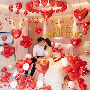 Valentine's Day Balloon Set, Balloon Garland, Heart Shaped Balloons, Happy Anniversary Letters, Heart Love Letters, Wedding Anniversary Party Decorations