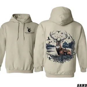 Wild Southern Outfitters Hoodie – Big Buck Deer Graphic Hunting Sweatshirt – Rustic Outdoor Country Lifestyle Hoodie for Men and Women – Wildlife Forest Scene Unisex - KitchenEra