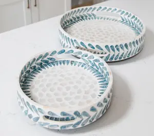 Set of 2 Large and Small Capiz Turntables by Lauren McBride