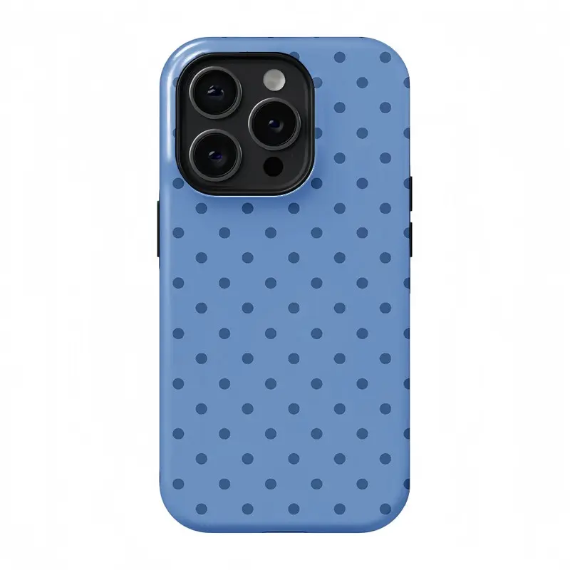 Cute Jeans Case |  Blue Denim Polka Dot Minimal Suitable For iPhone17 Pro Max、17 Pro、17、16 、15、14 、13 、12 |  High Quality |   Teenage Girl Gift
