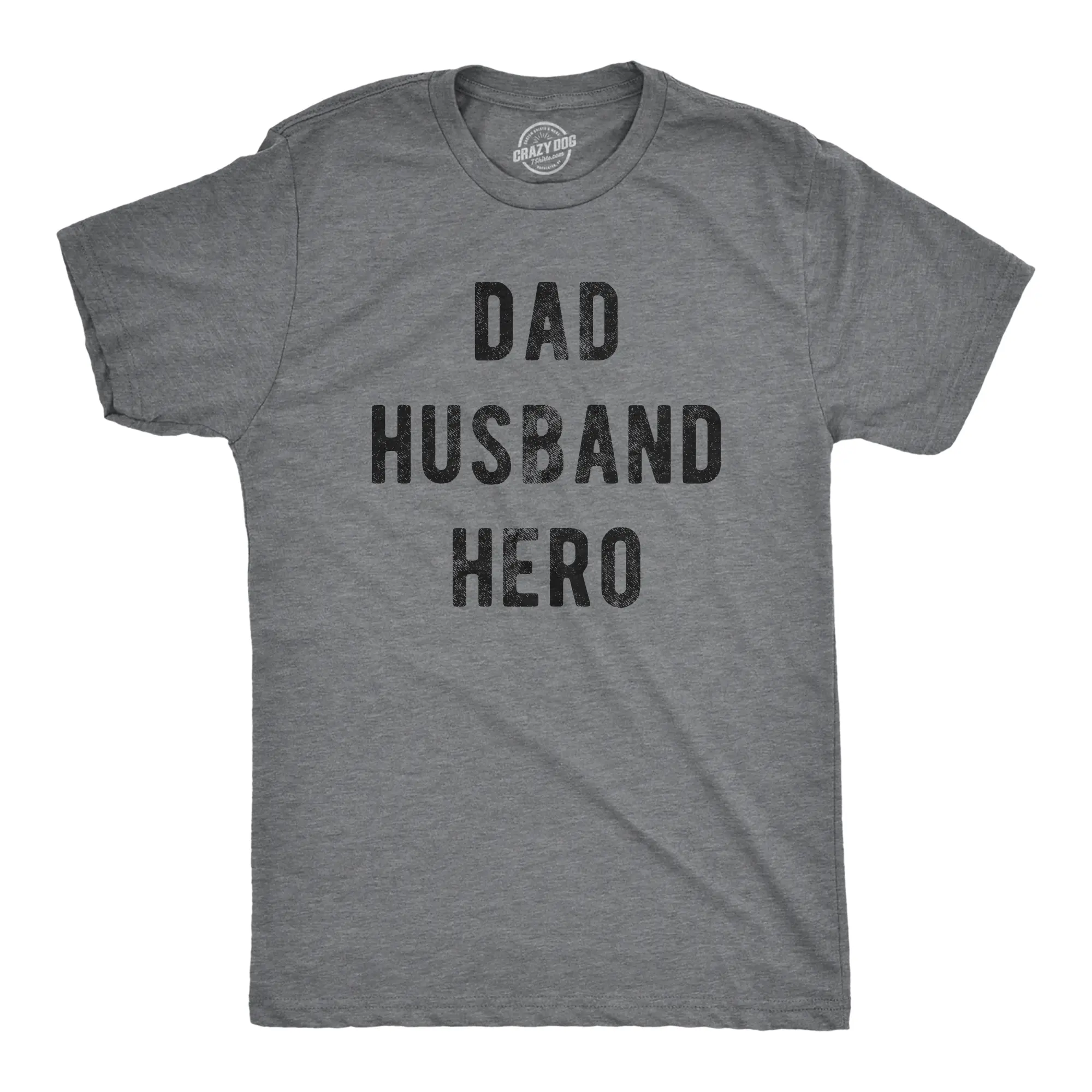 Mens Dad Husband Hero T Shirt Funny Fathers Day Gift for Papa Awesome Pop Graphic Tee Mens Funny T Shirts Cool Vintage Fashion T-Shirt Gift Classic Menswear Dad Joke Apparel for Men Novelty Tees for Guys Dark Grey