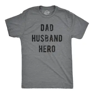 Mens Dad Husband Hero T Shirt Funny Fathers Day Gift for Papa Awesome Pop Graphic Tee Mens Funny T Shirts Cool Vintage Fashion T-Shirt Gift Classic Menswear Dad Joke Apparel for Men Novelty Tees for Guys Dark Grey