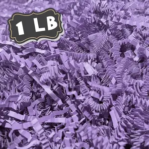1 LB Light Purple Crinkle Cut Paper Shred Filler  for  Wrapping, Basket Filling, Birthday, Wedding, Halloween, Thanksgiving, Christmas Day,  Year Party Decorations Filling Supplies