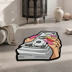 Cool Cartoon Dollar Pattern Carpet, Anti-Slip Wear-Resistant Decorative Area Rug, Gaming Room Floor Decor Mat, Style, Unique Home Decoration