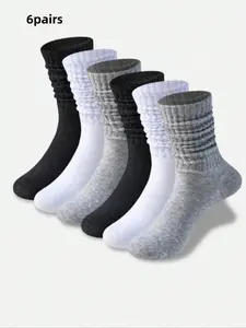 Women's Casual Traditional Socks, Solid Color Crew Socks, Comfortable, Breathable & Fit Design, Perfect for Daily Wear