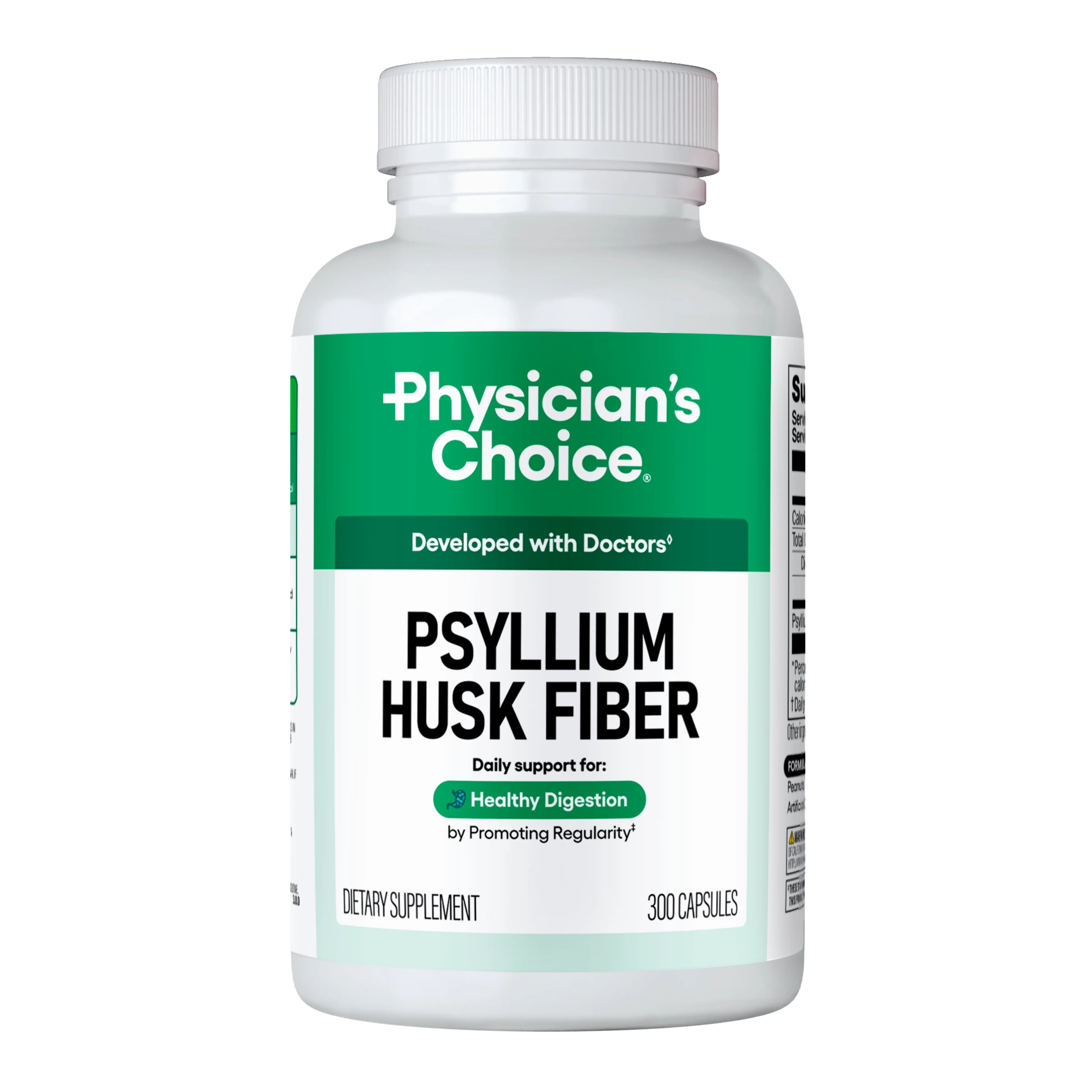 Physician's Choice Psyllium Husk Fiber - Digestive Health, Regularity, Healthy Blood Sugar & Heart Health - Vegan Fiber Supplement - 300 Capsules