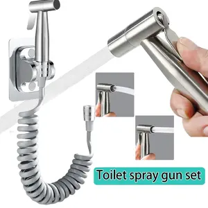 Modern One-In-One-Out Bathtub Sprayer Set, Plastic Handheld Wall-Mounted Press Spray Head, 59 Inch Water Hose, Wall Mount Bracket
