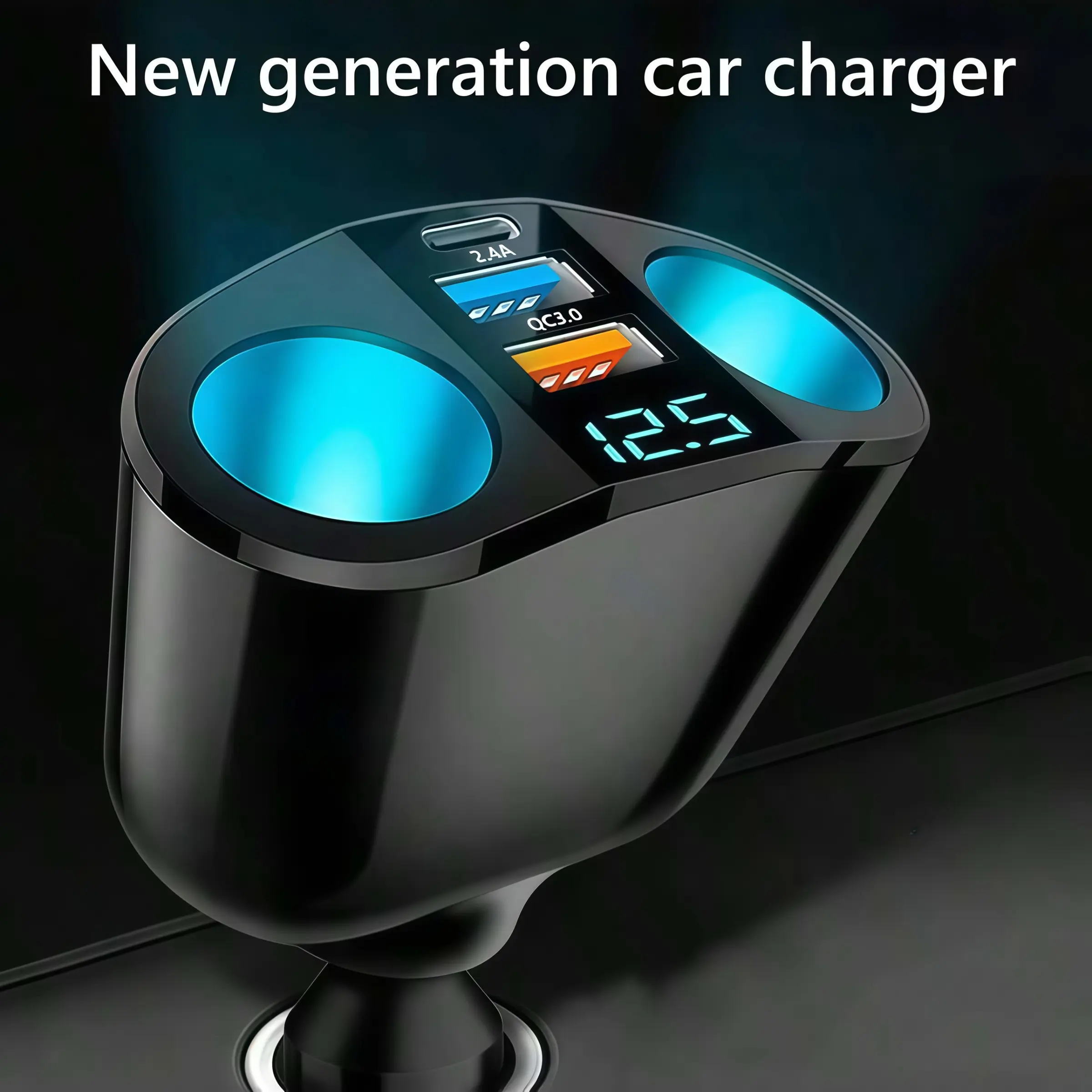 66w Super Fast Charge Qc3.0 Car Charger, High Efficiency Charger, 5-Port Splitter, 12V/24v Universal, Type-C + USB, Multi-Device Adapter for Phone/cameras, Car Charger Fast Charging
