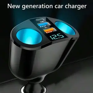 66w Super Fast Charge Qc3.0 Car Charger, High Efficiency Charger, 5-Port Splitter, 12V/24v Universal, Type-C + USB, Multi-Device Adapter for Phone/cameras