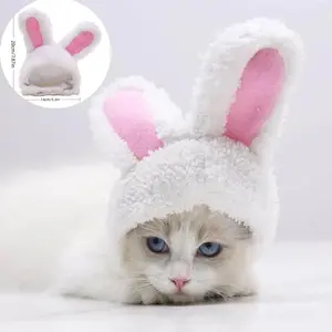 Cute Bunny Costume Hat for Cats and Small Dogs, Funny Pet Headwear, Easter Halloween Performance Prop, Rabbit Ears Hat, Cat and Dog Accessories