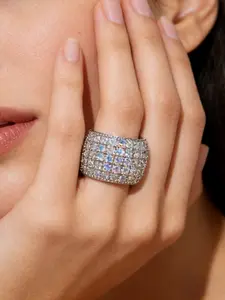 Luxurious Full Diamond Wide Band Ring for Women, High-End Elegant Heavy Index Finger Ring, Fashionable Jewelry Accessory
