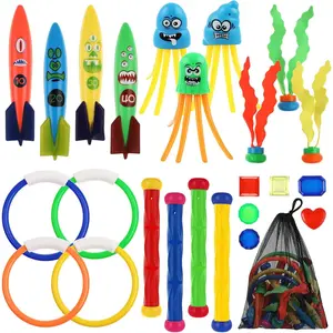P-TBT0109  Diving Pool Toys Set, 24 PCs Underwater Toys Swimming Treasure Game Toys for Kids and Dogs with Storage Bag