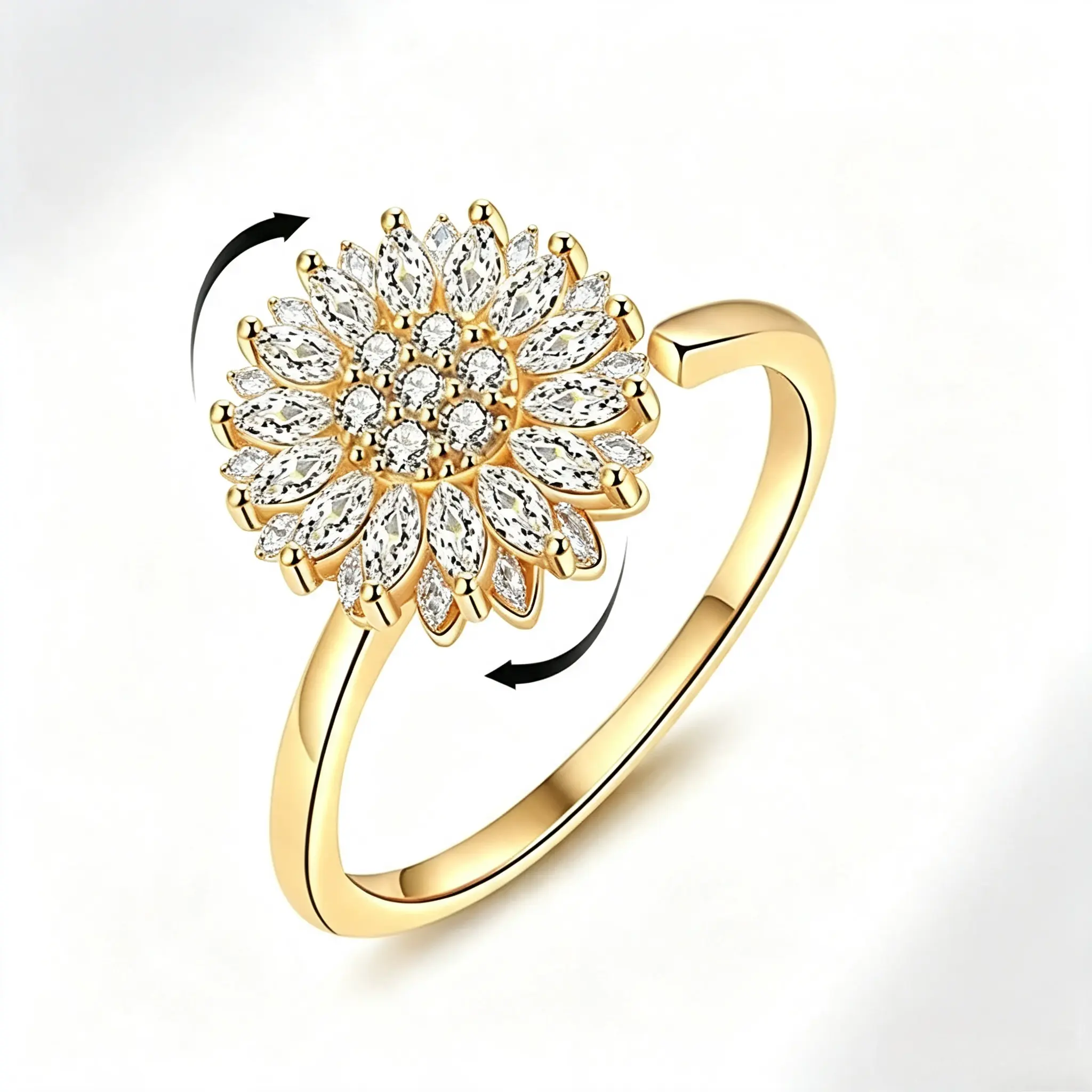 Spinning Sunflower Worry Ring for Anxiety Relief - Perfect Gift for Friendship and Family
