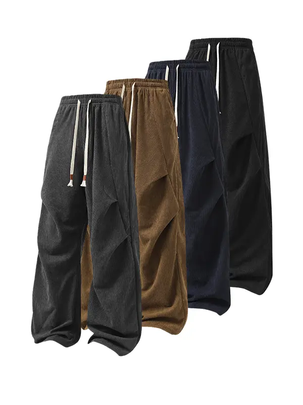 Men's Flannel Casual Pants Loose Straight Leg Sweatpants with Drawstring Waist Skin-Friendly Comfort [2026 New Arrival]