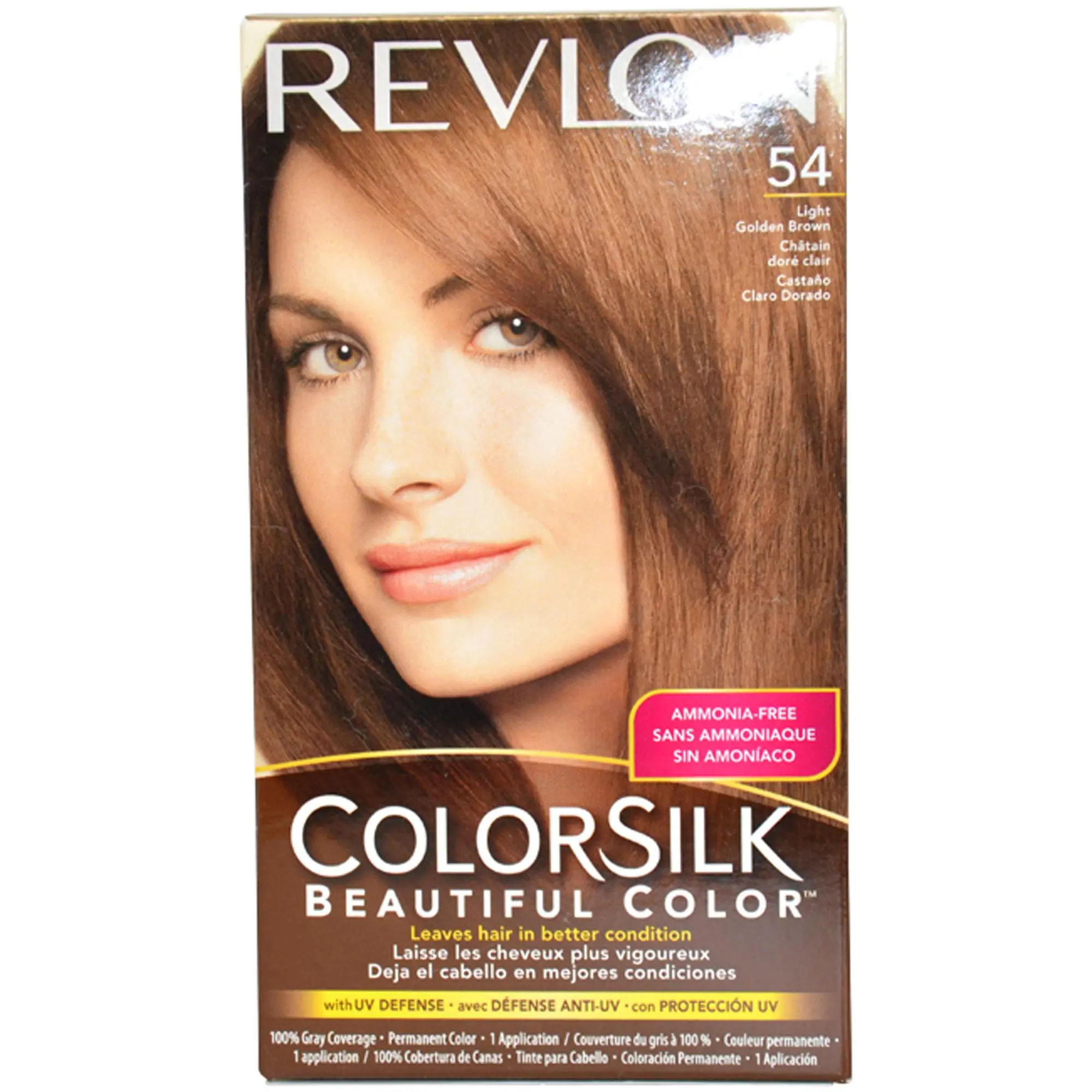 Revlon Colorsilk Ammonia-Free UV-Protective Hair Color, 54 Light Golden Brown - 1 Application Unisex Haircare Product