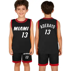Adebayo 13 Kids Jersey Set | Basketball Gym School Camp Loungewear Pajamas | Boys Girls Youth 2-Piece Summer Athletic Outfit