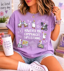 Comfort Colors SPED Teacher Goose Tee, AAC Communication Graphic Tee, SLP Therapist Shirt, Special Education Inclusion Apparel, BCBA ABA Educator Gift, Unisex